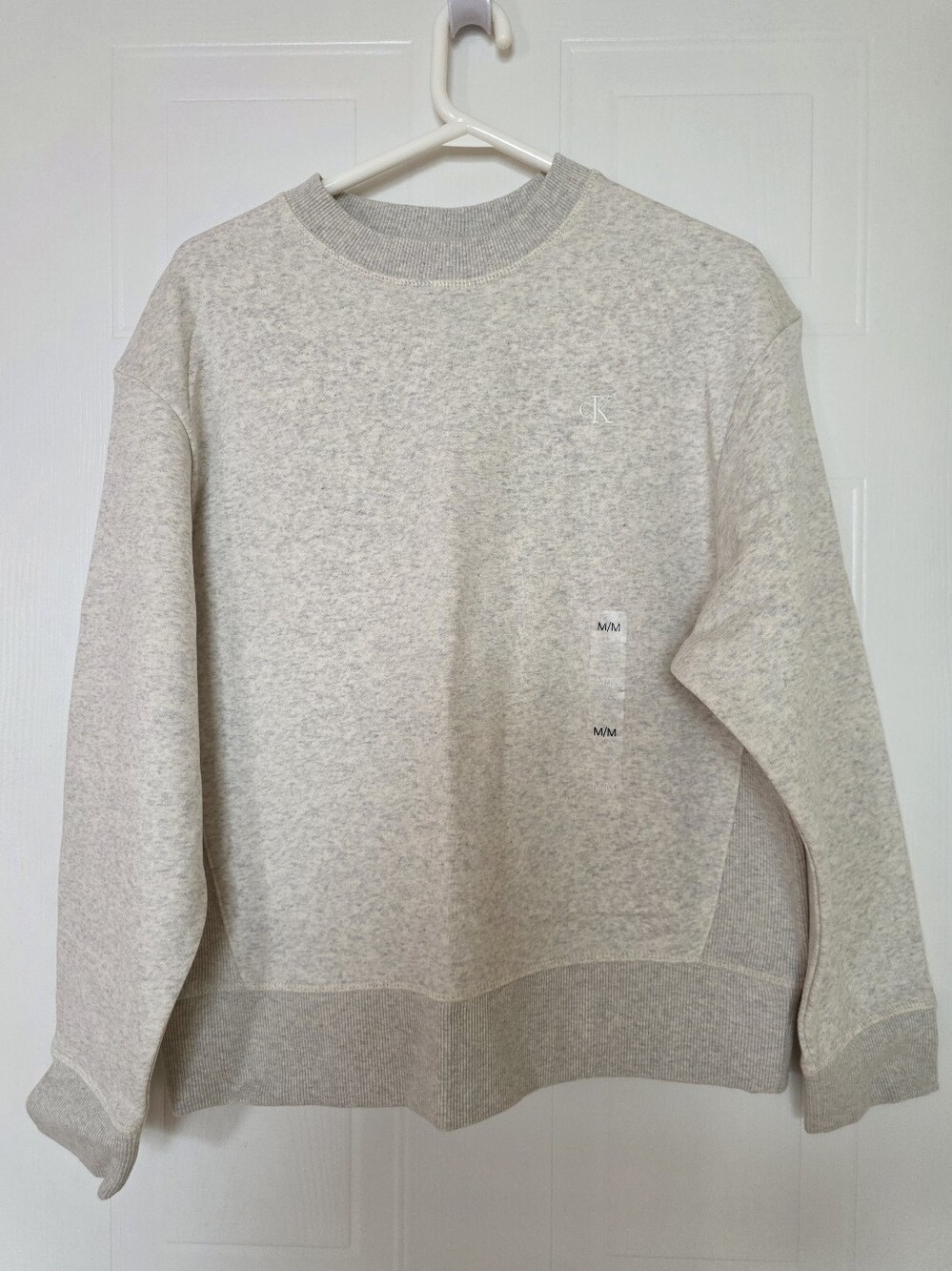 Calvin Klein CK Logo Crewneck Sweatshirt, Medium, Heather Light Gray